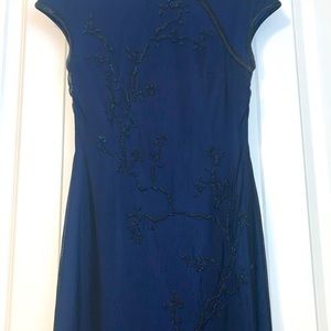 Dark blue Caché sequined evening dress